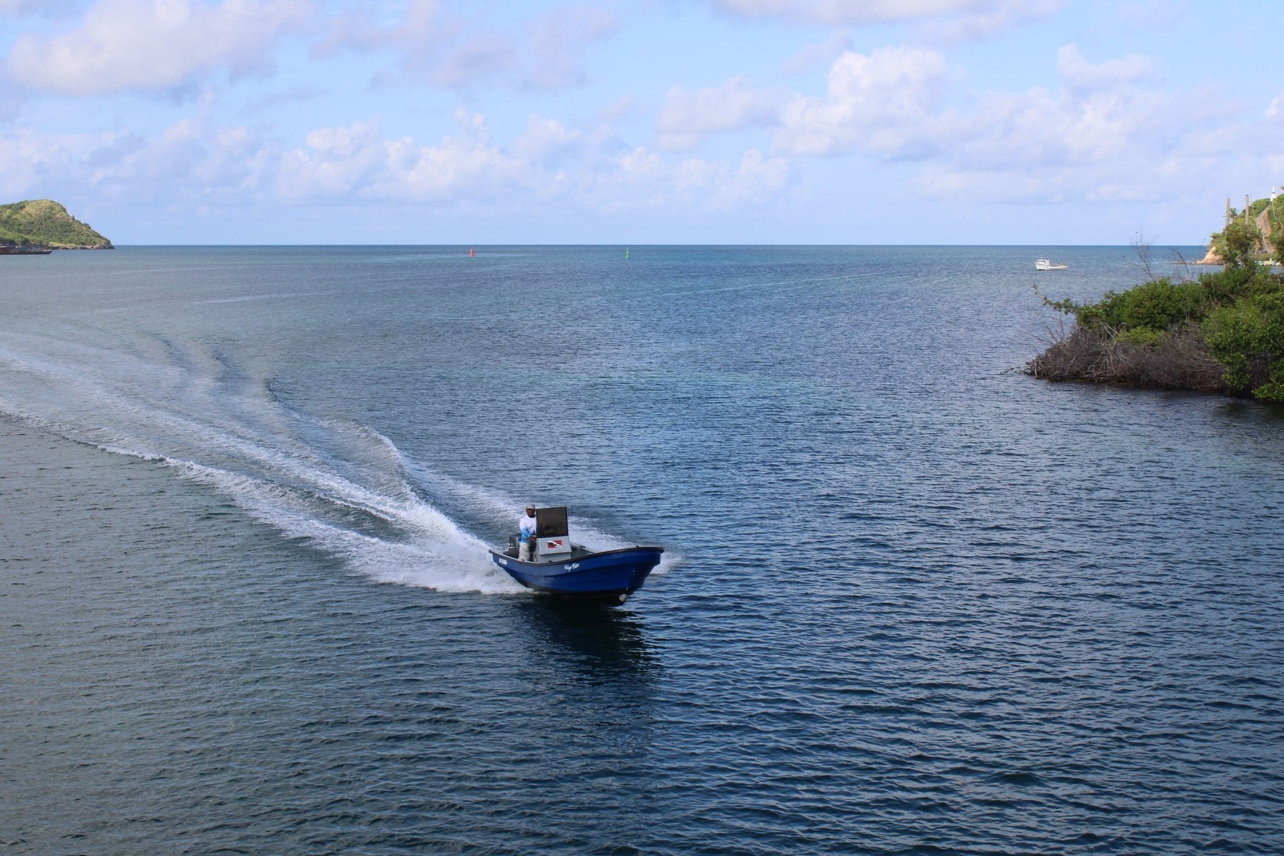 Landscape of a fishing boat in the sea